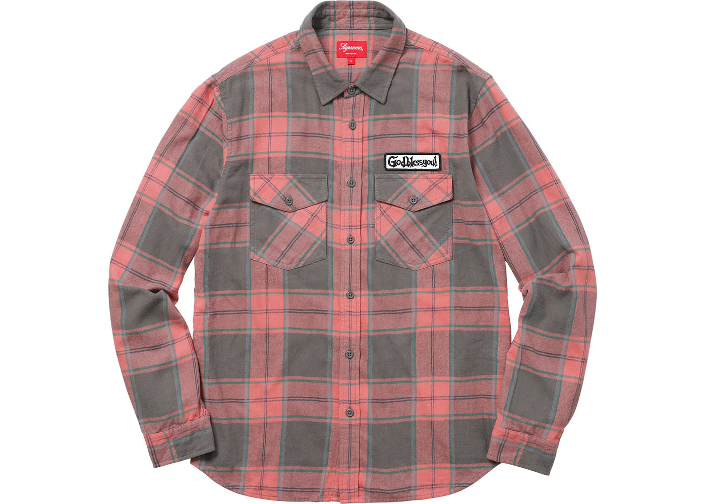 Supreme God Bless Plaid Flannel Shirt Rose