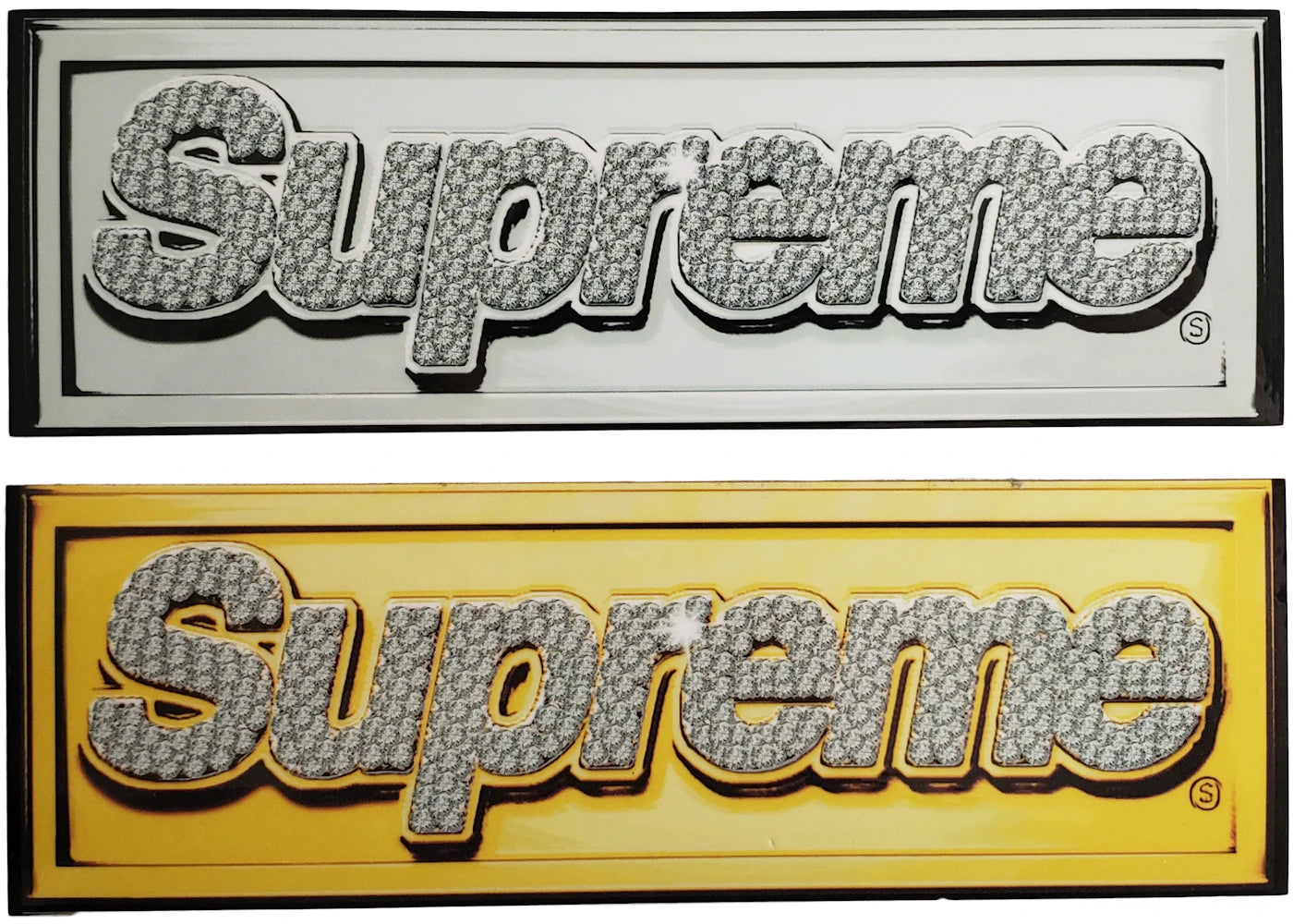 Supreme Gold and Platinum Bling Box Logo Sticker Set