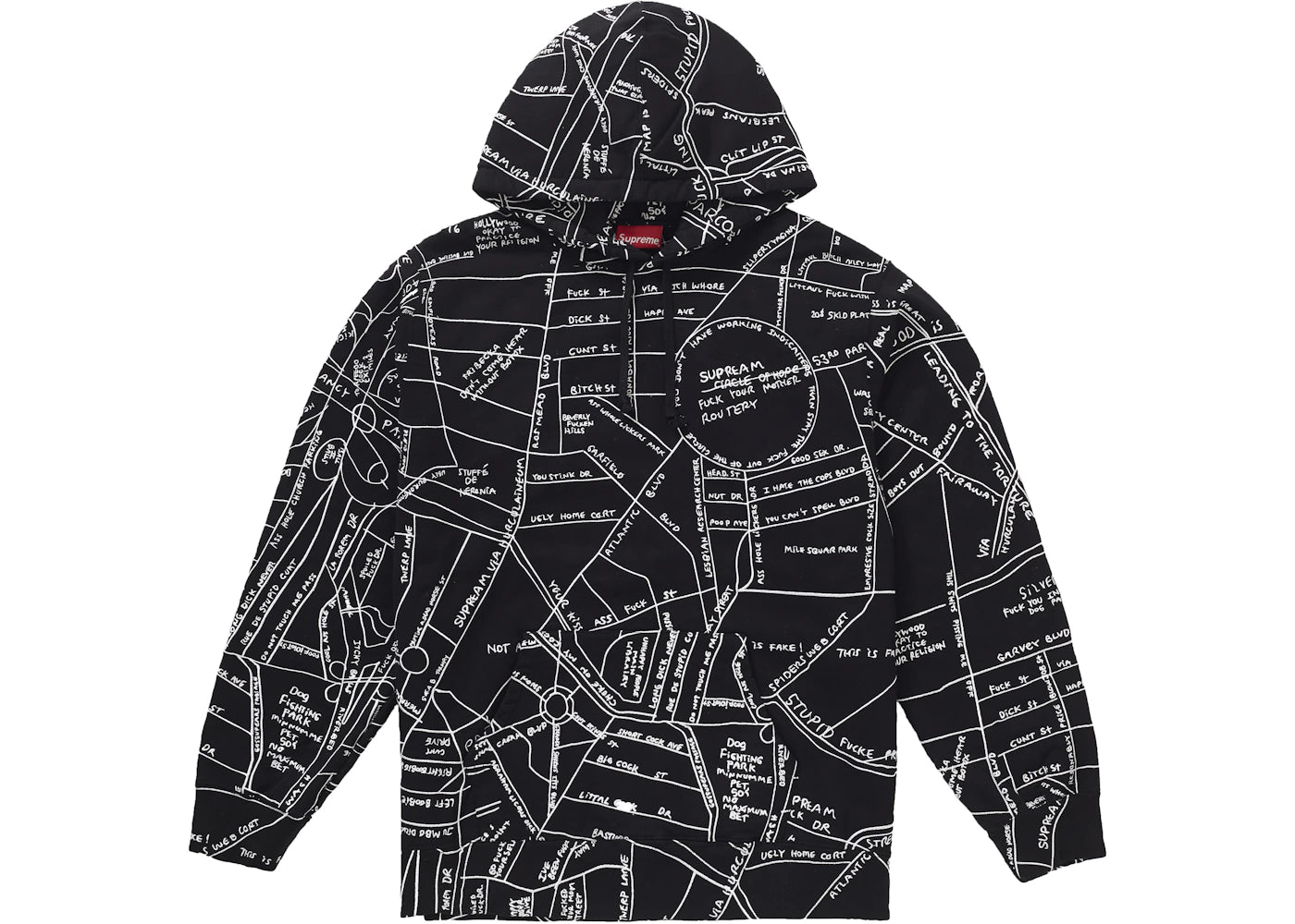 Supreme Gonz Embroidered Map Hooded Sweatshirt Black