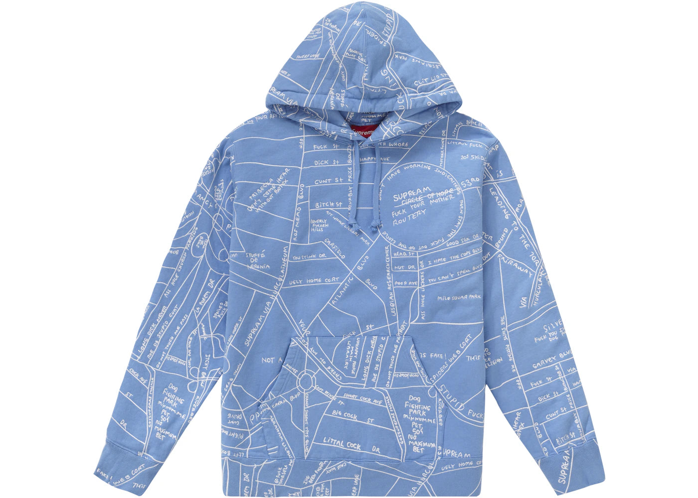 Supreme Gonz Embroidered Map Hooded Sweatshirt Columbia Blue