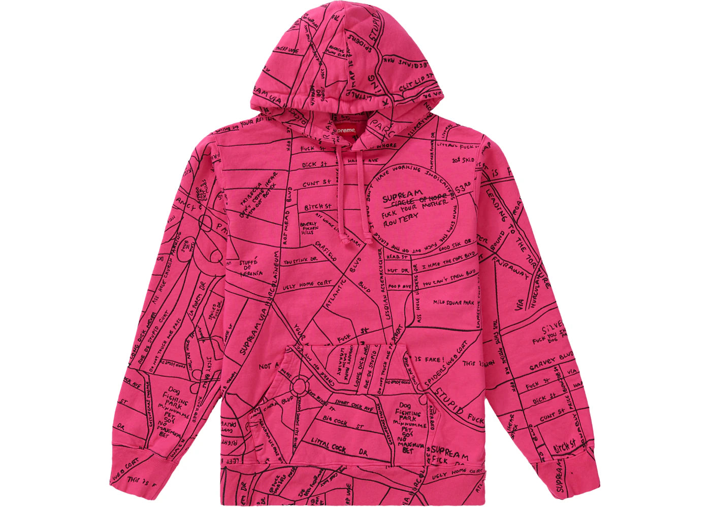 Supreme Gonz Embroidered Map Hooded Sweatshirt Magenta