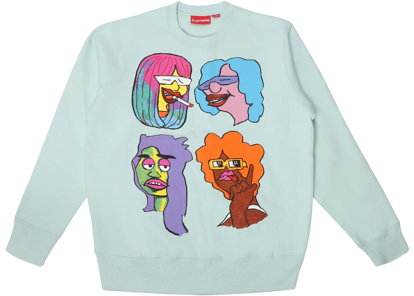 Supreme Gonz Heads Crewneck Ice Blue