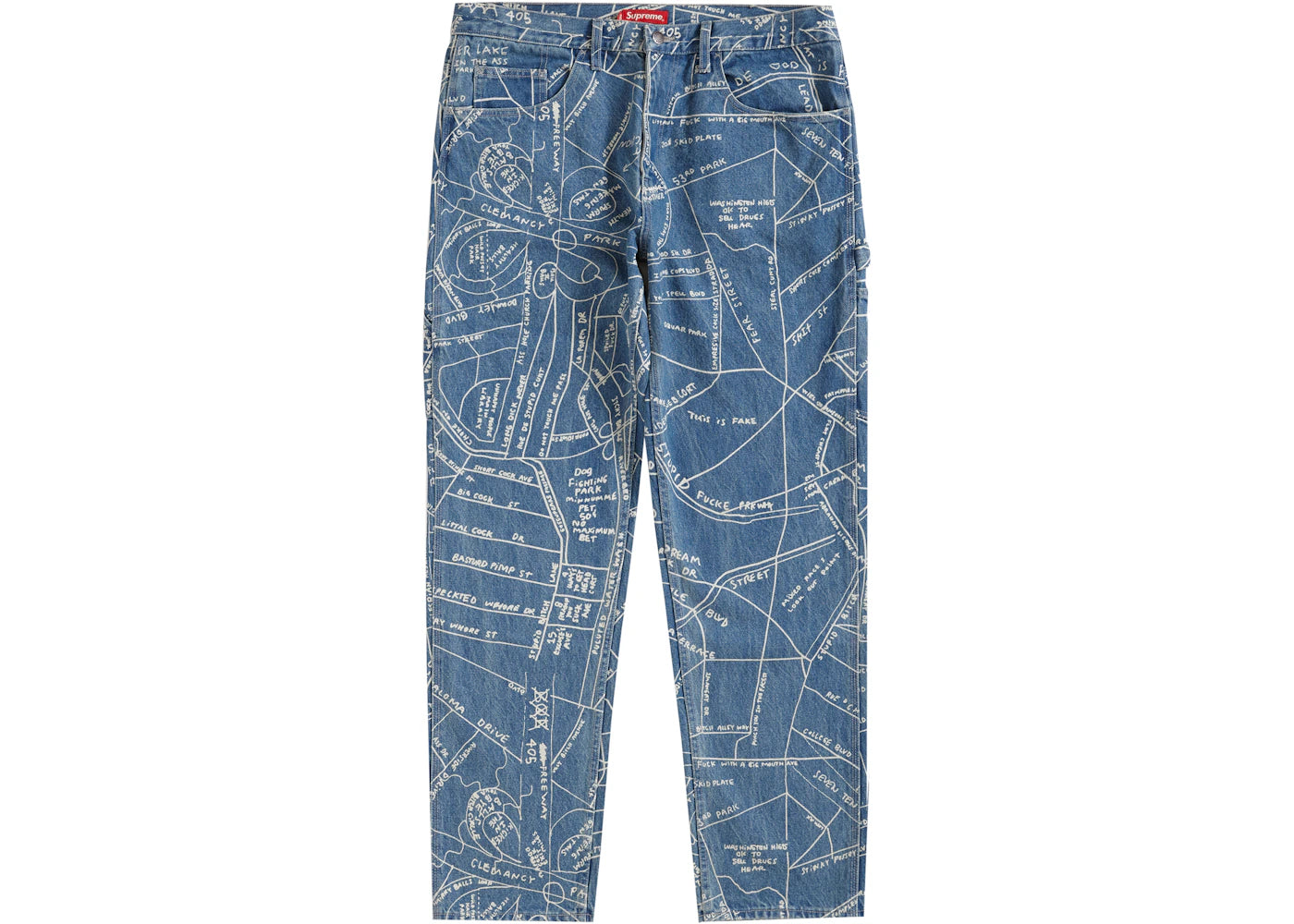 Supreme Gonz Map Denim Painter Pant Washed Blue