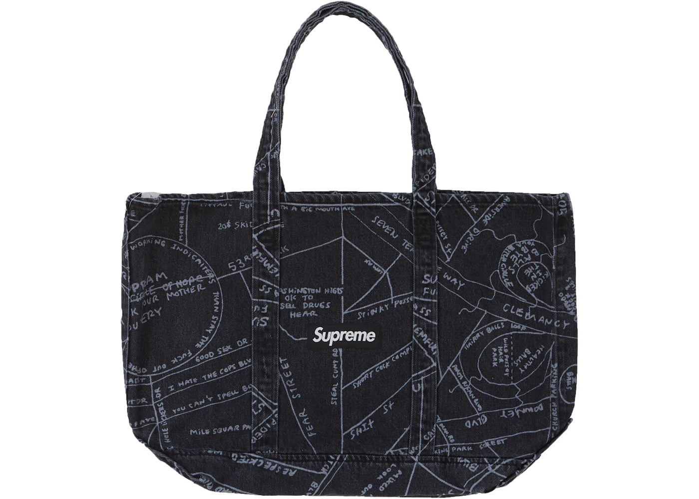 Supreme Gonz Map Denim Tote Washed Black