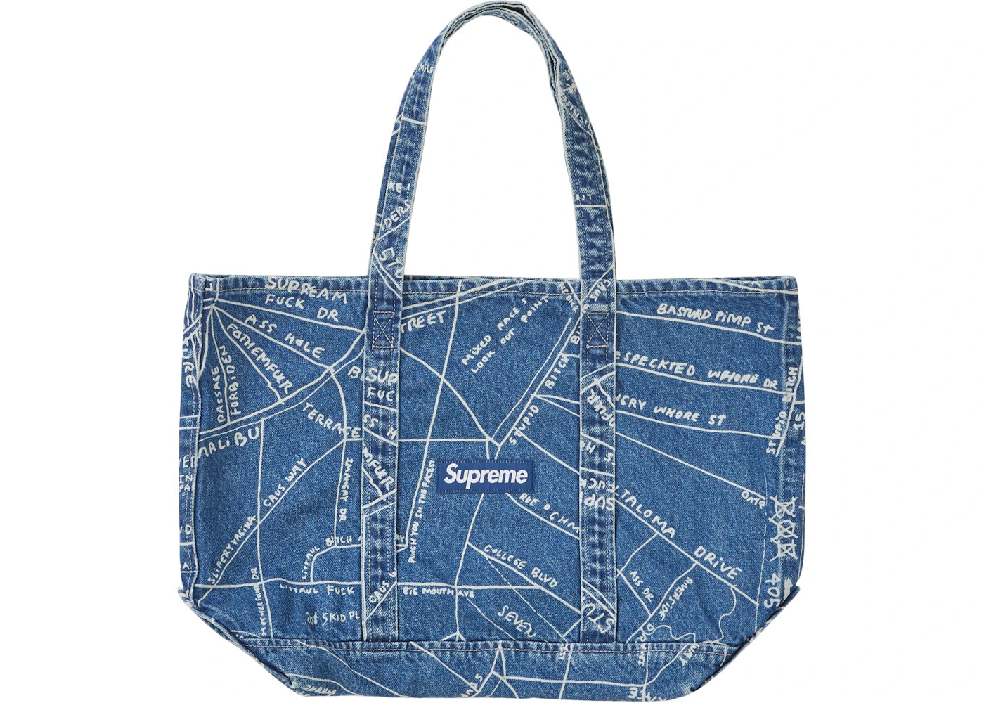 Supreme Gonz Map Denim Tote Washed Blue