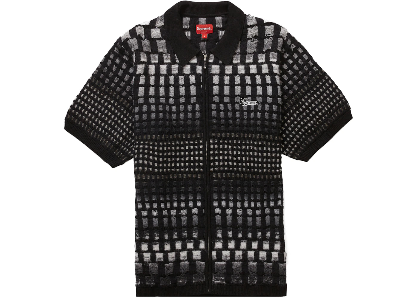 Supreme Gradient Grid Zip Up Polo Black