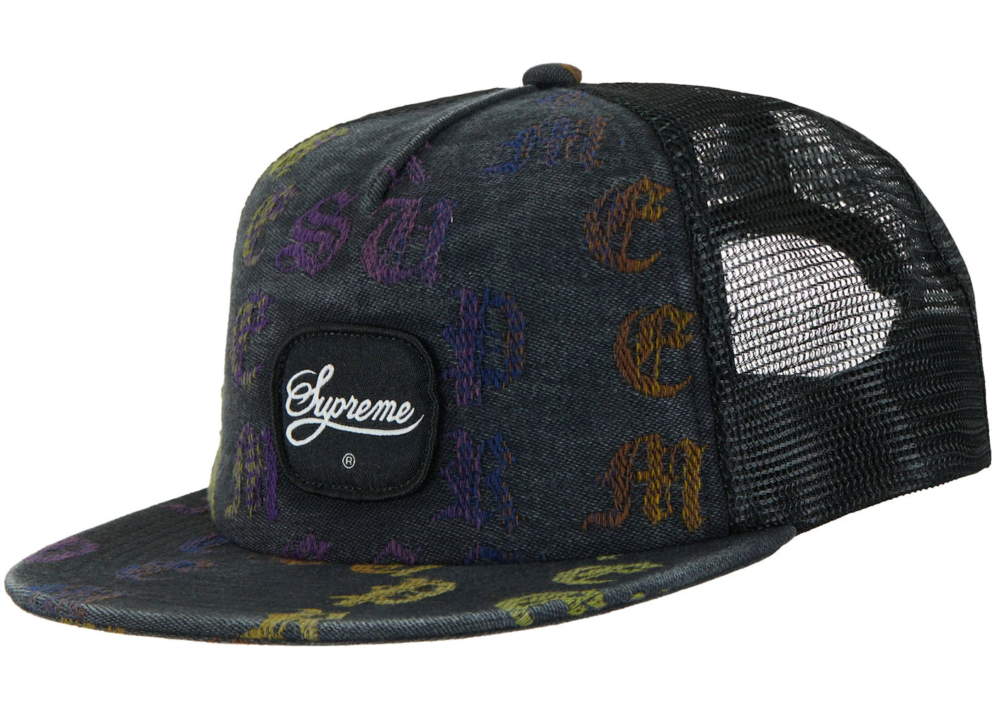 Supreme Gradient Jacquard Denim Mesh Back 5-Panel Black