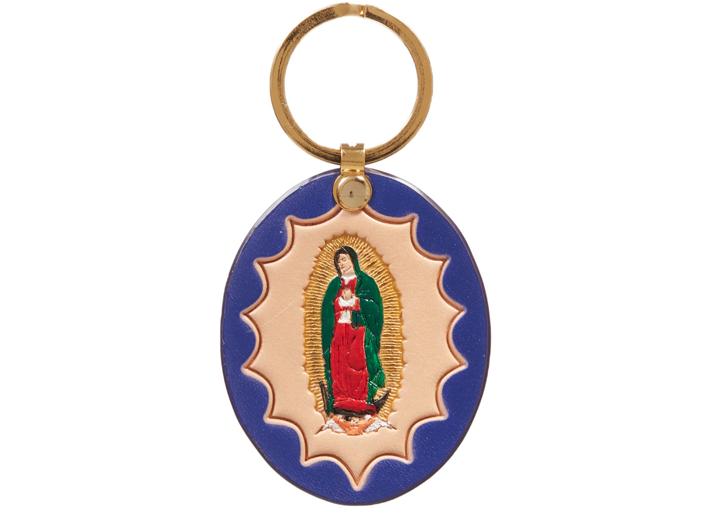 Supreme Guadalupe Leather Keychain Blue