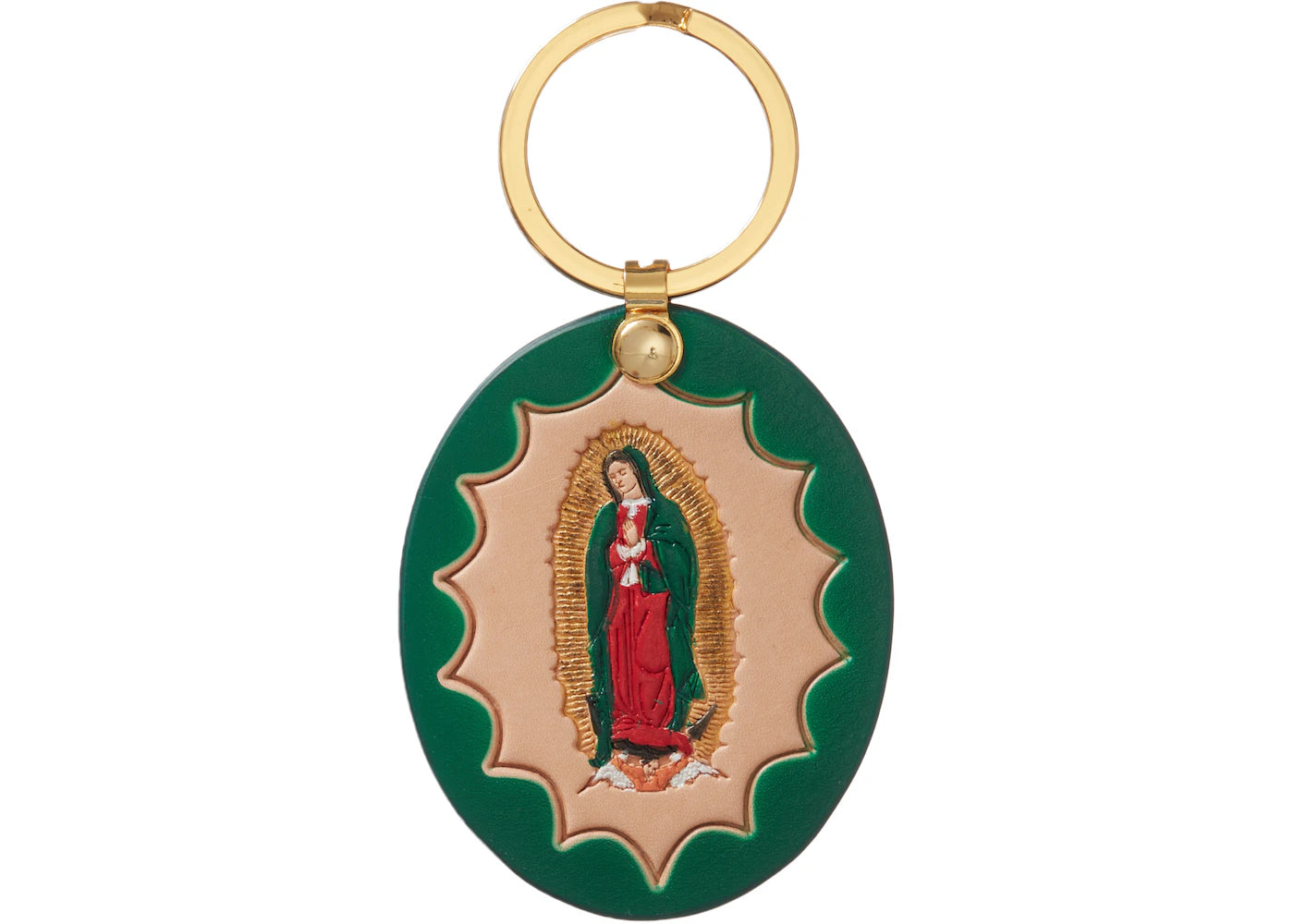 Supreme Guadalupe Leather Keychain Green