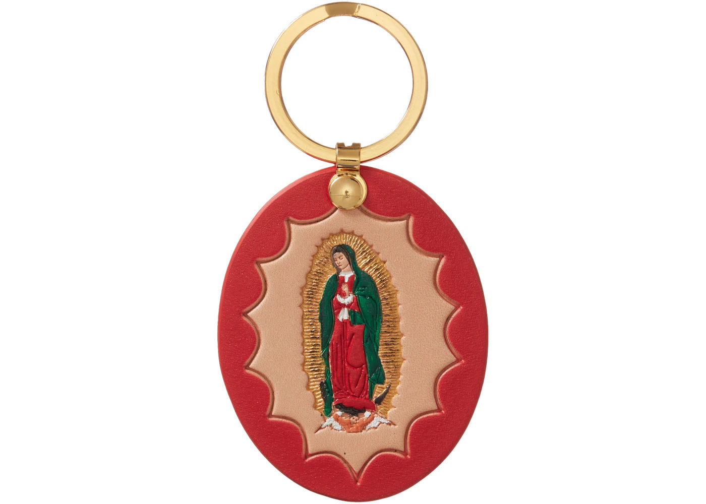 Supreme Guadalupe Leather Keychain Red