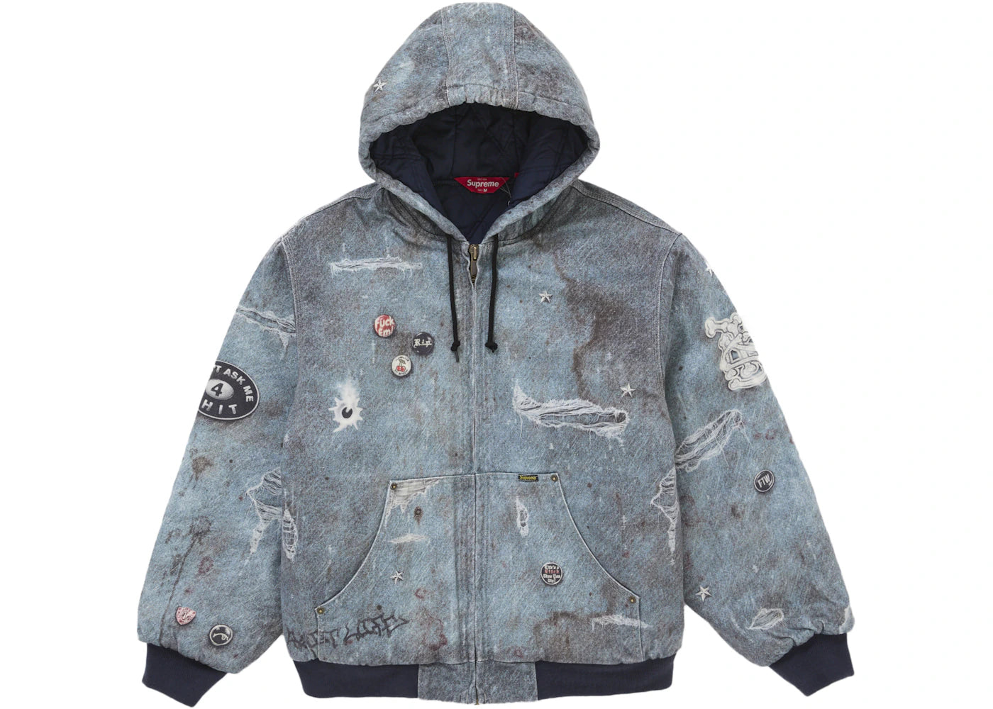 Supreme HJR Trompe L'oeil Hooded Work Jacket Blue