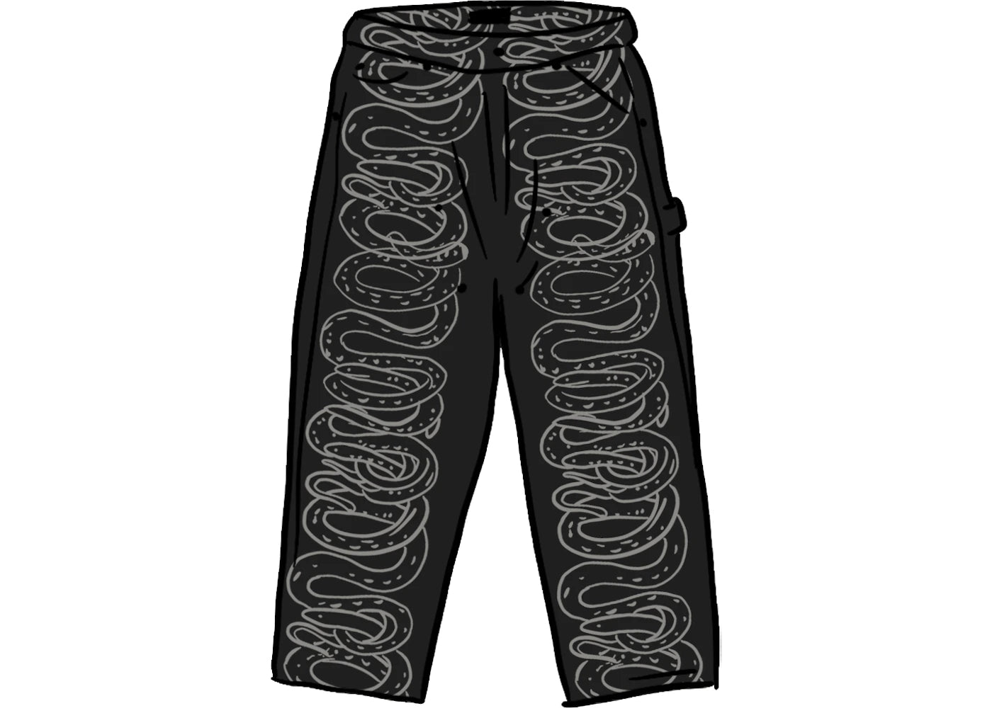 Supreme HYSTERIC GLAMOUR Snake Double Knee Denim Painter Pant Black