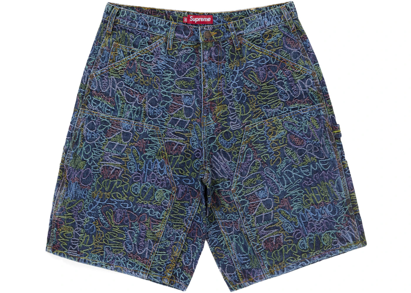 Supreme Handwriting Double Knee Denim Short Indigo