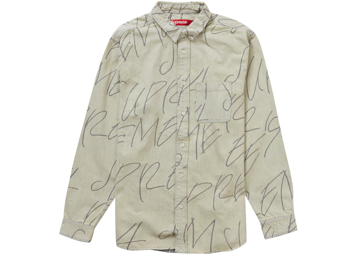 Supreme Handwriting Jacquard Denim Shirt Dirty