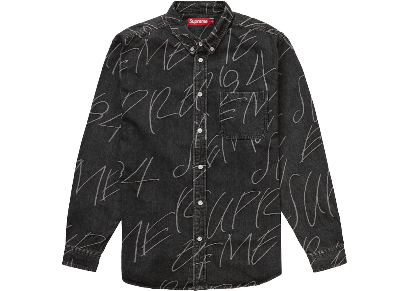 Supreme Handwriting Jacquard Denim Shirt Washed Black