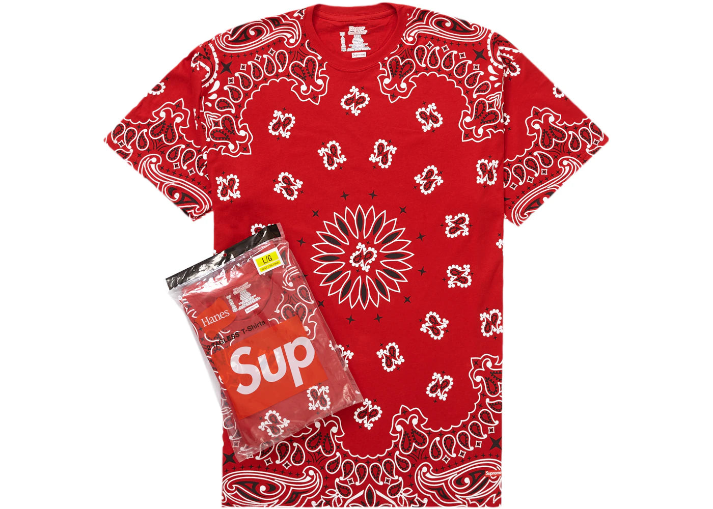 Supreme Hanes Bandana Tagless Tees (2 Pack) Red