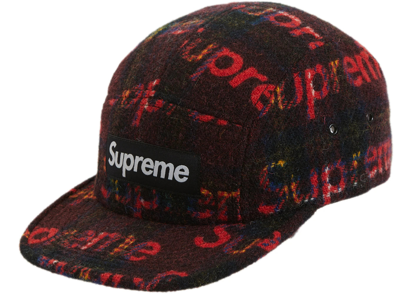Supreme Harris Tweed Camp Cap Red Plaid