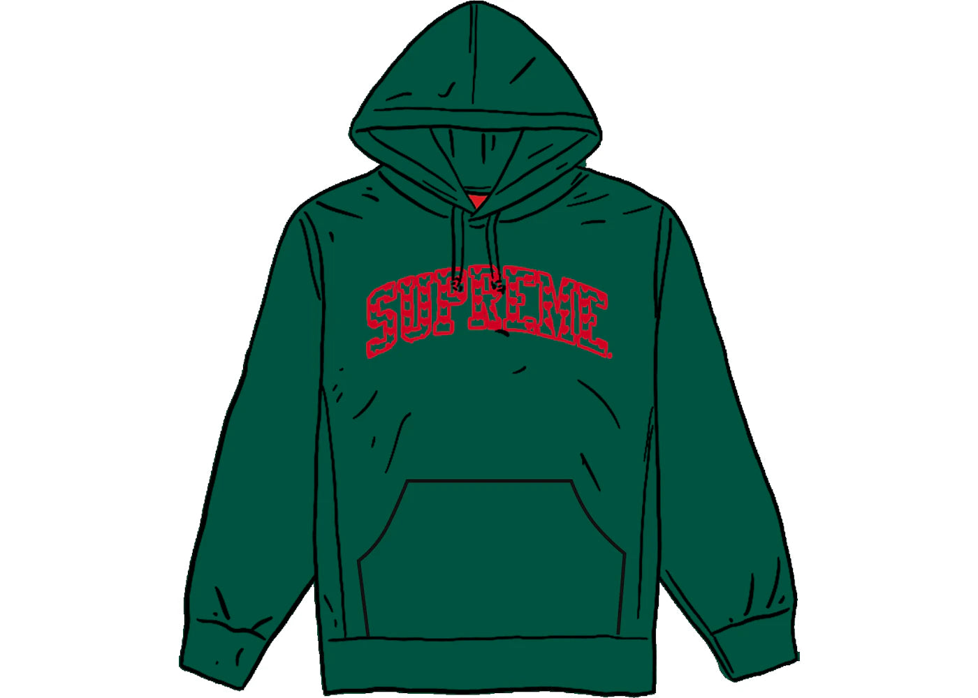 Supreme Hearts Arc Hooded Sweatshirt Dark Green