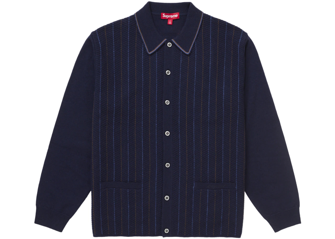 Supreme Herringbone Cardigan Navy