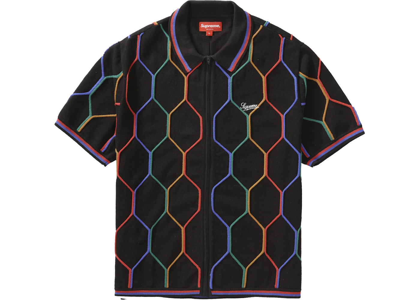 Supreme Hex Zip Up Polo Black