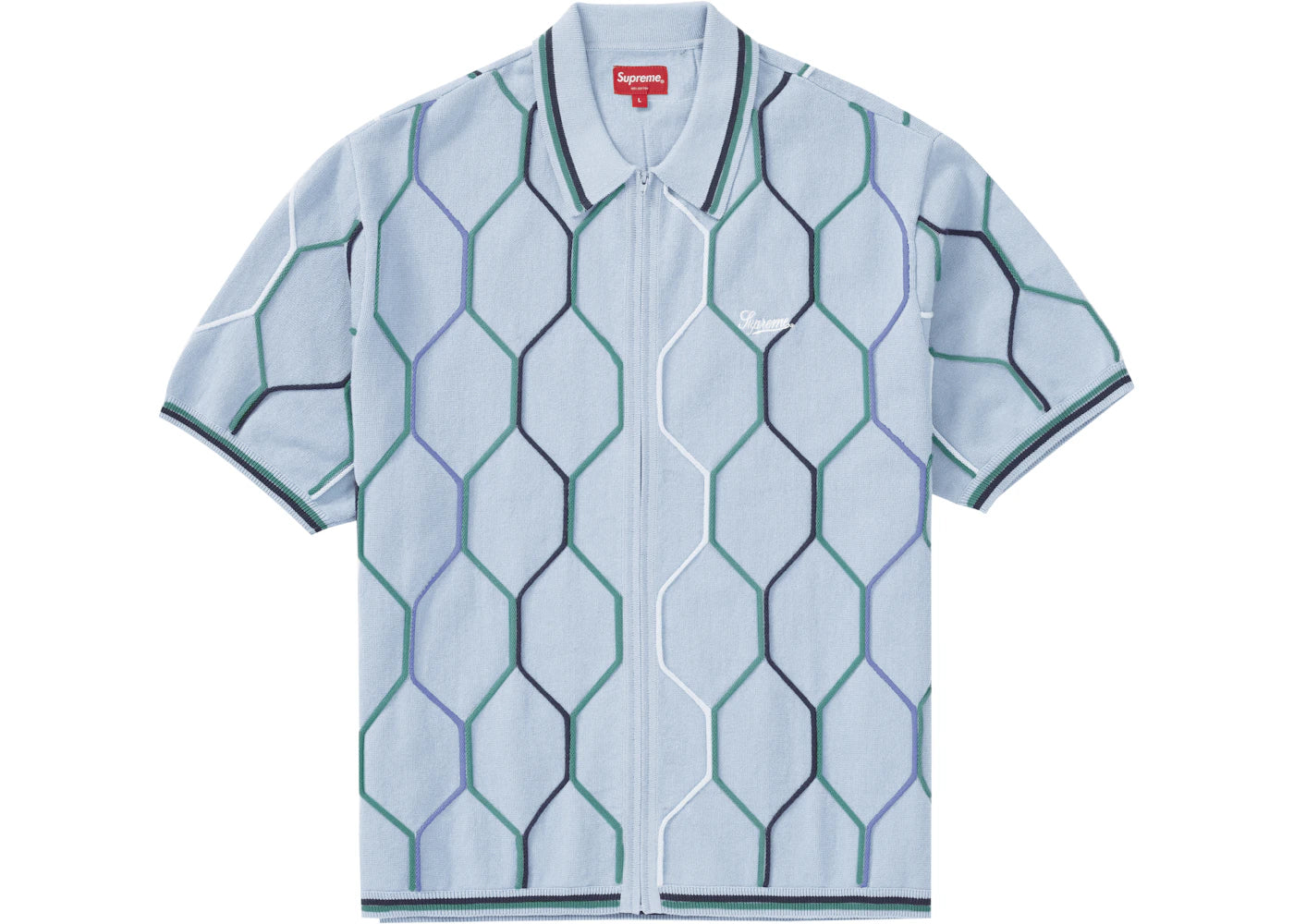 Supreme Hex Zip Up Polo Blue