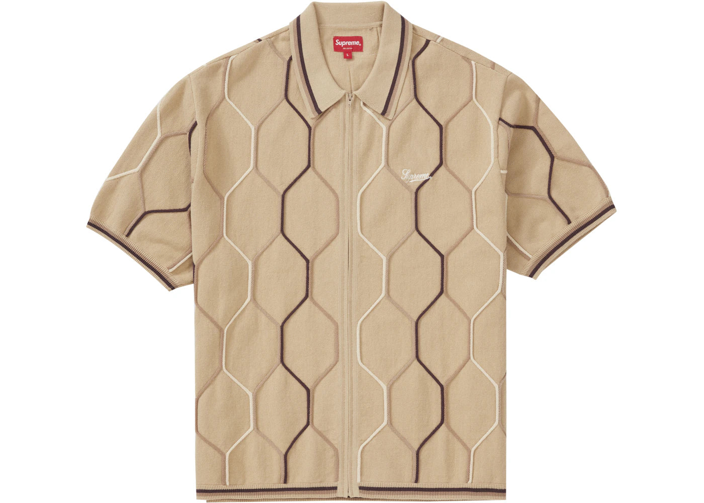 Supreme Hex Zip Up Polo Tan