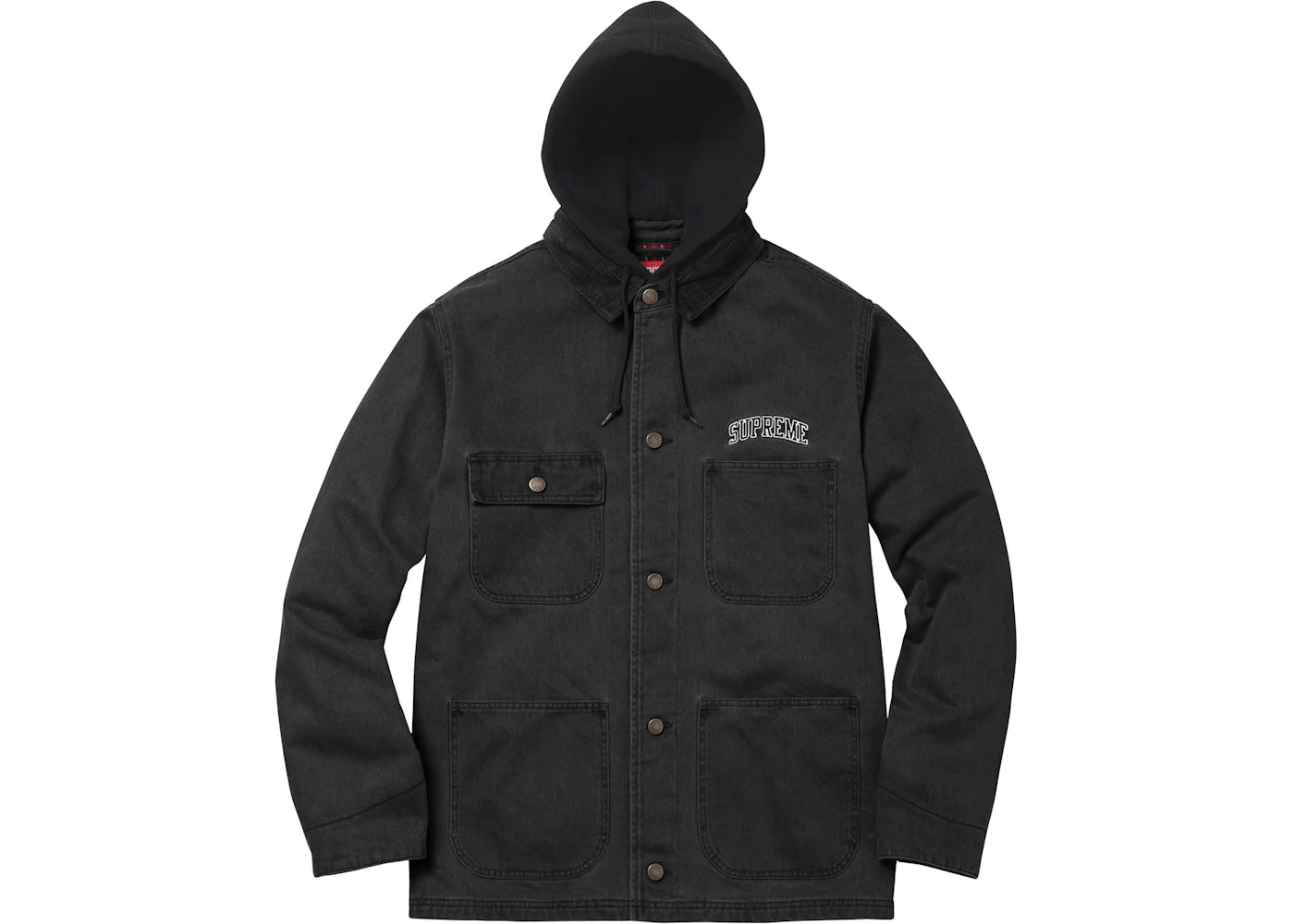 Supreme Hooded Chore Coat Black