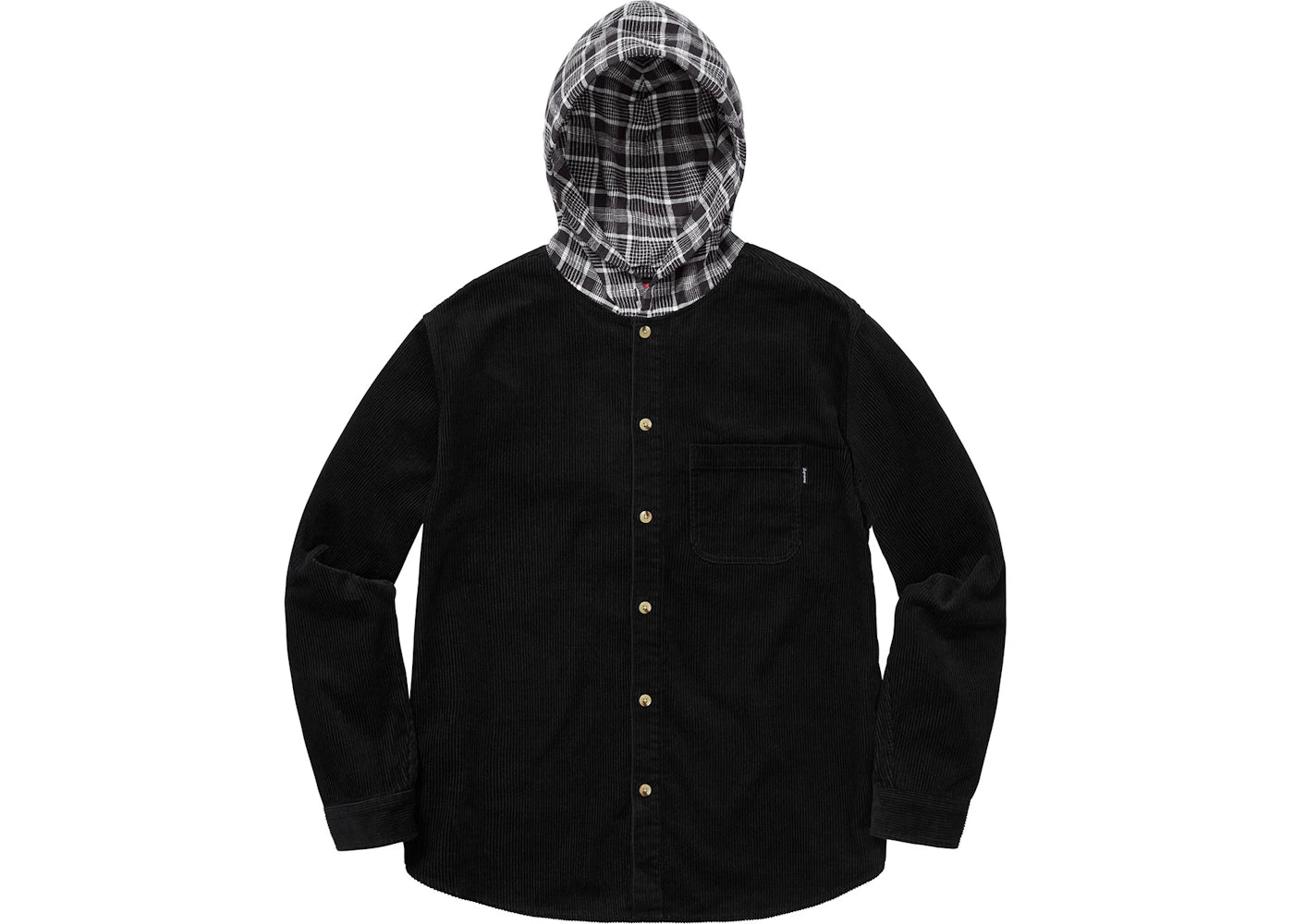 Supreme Hooded Color Blocked Corduroy Shirt Black/Gray