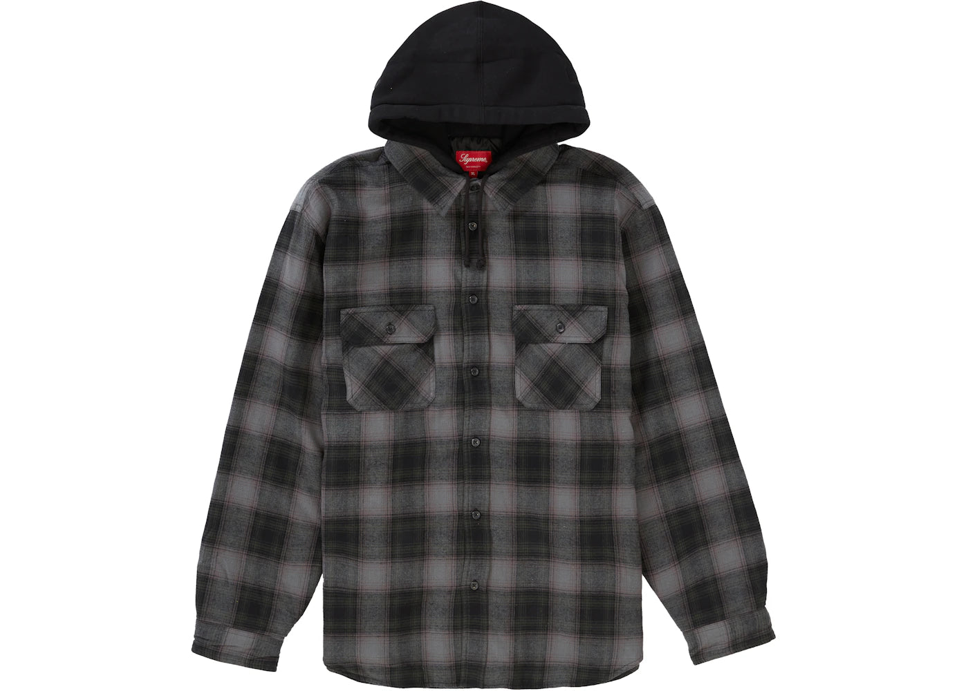 Supreme Hooded Flannel Zip Up Shirt Black