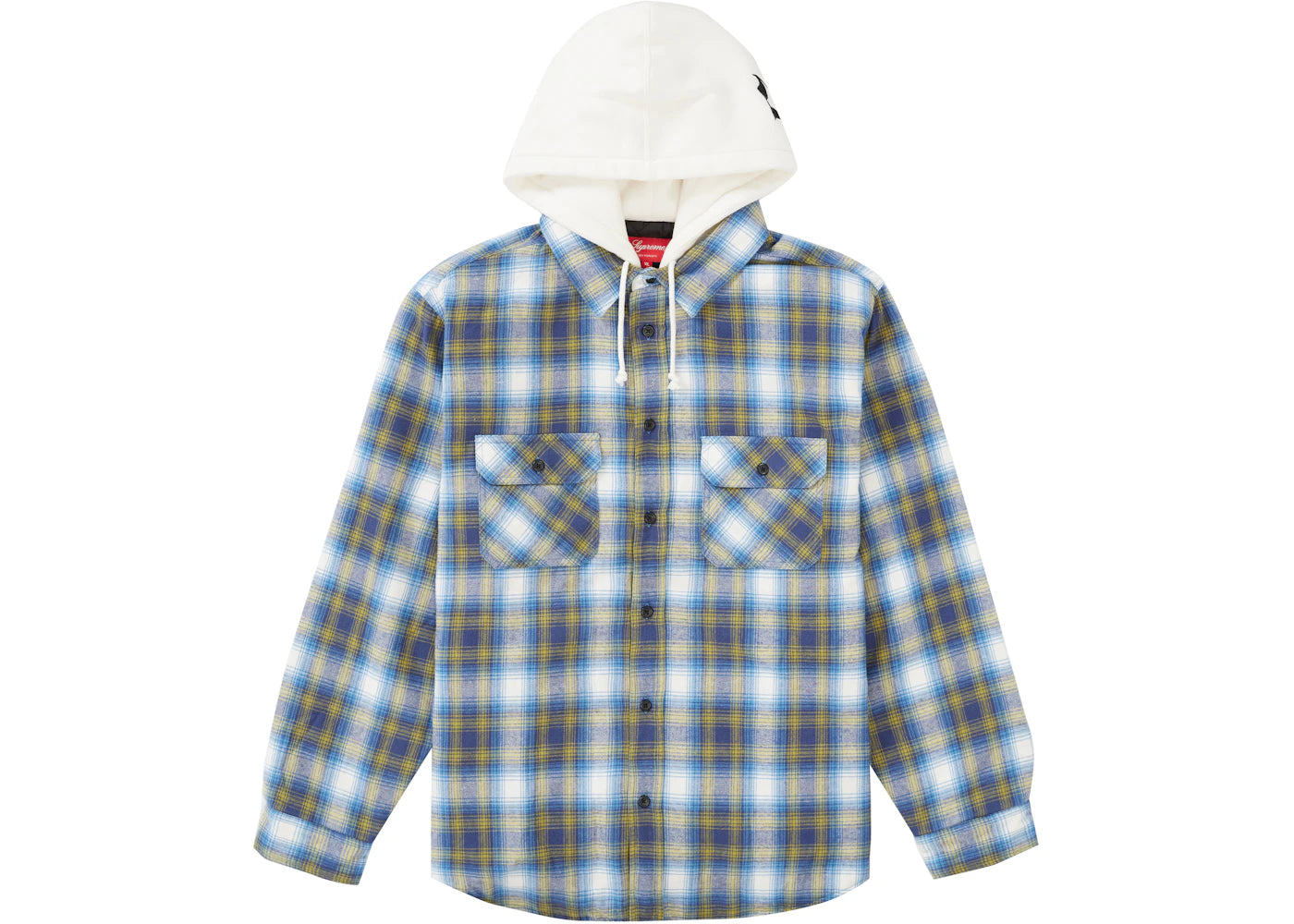 Supreme Hooded Flannel Zip Up Shirt Blue