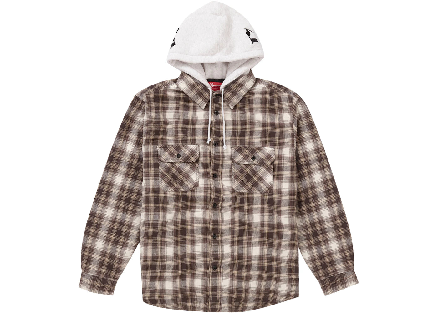 Supreme Hooded Flannel Zip Up Shirt Brown