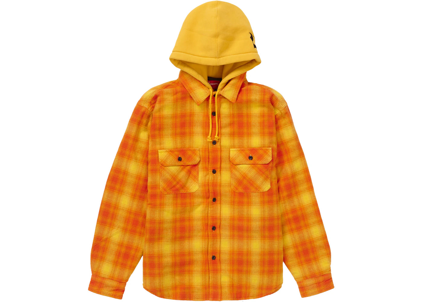 Supreme Hooded Flannel Zip Up Shirt Orange