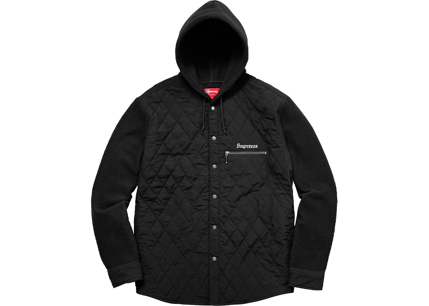 Supreme Hooded Fleece Nylon Shirt Black