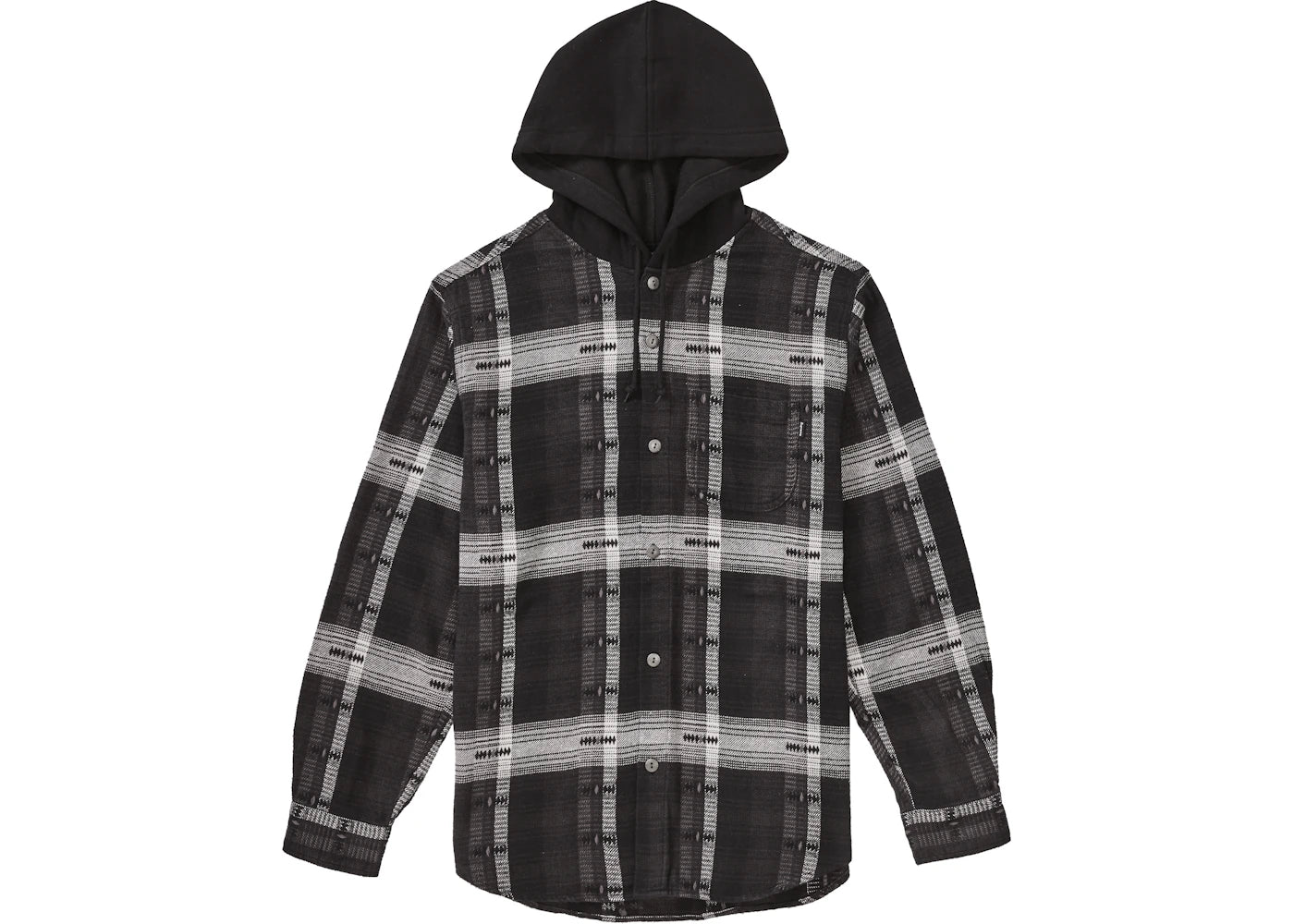Supreme Hooded Jacquard Flannel Shirt Black