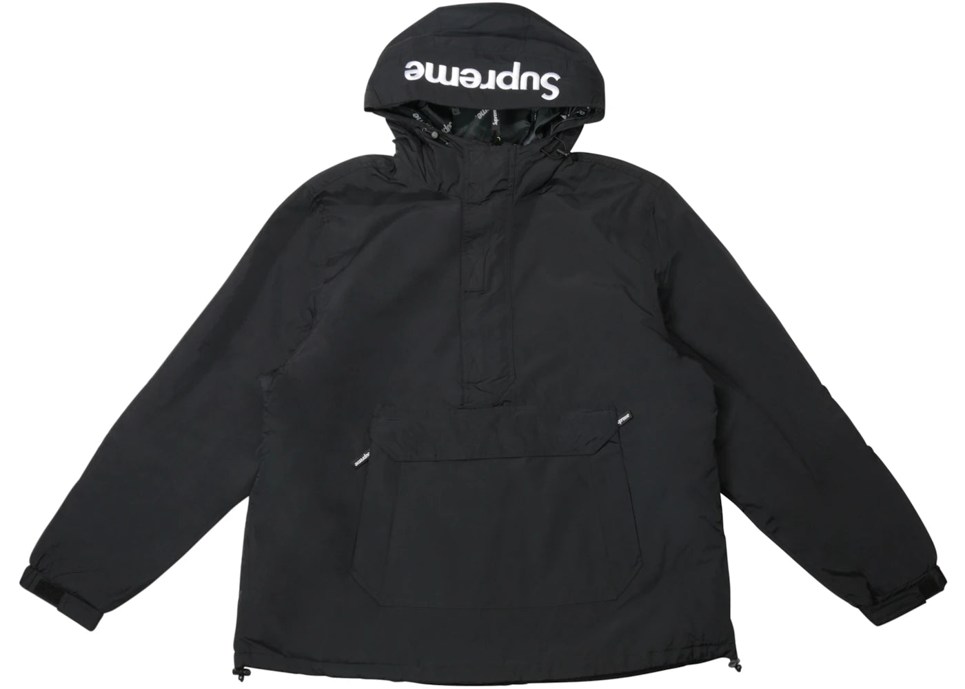 Supreme Hooded Logo Half Zip Pullover Black