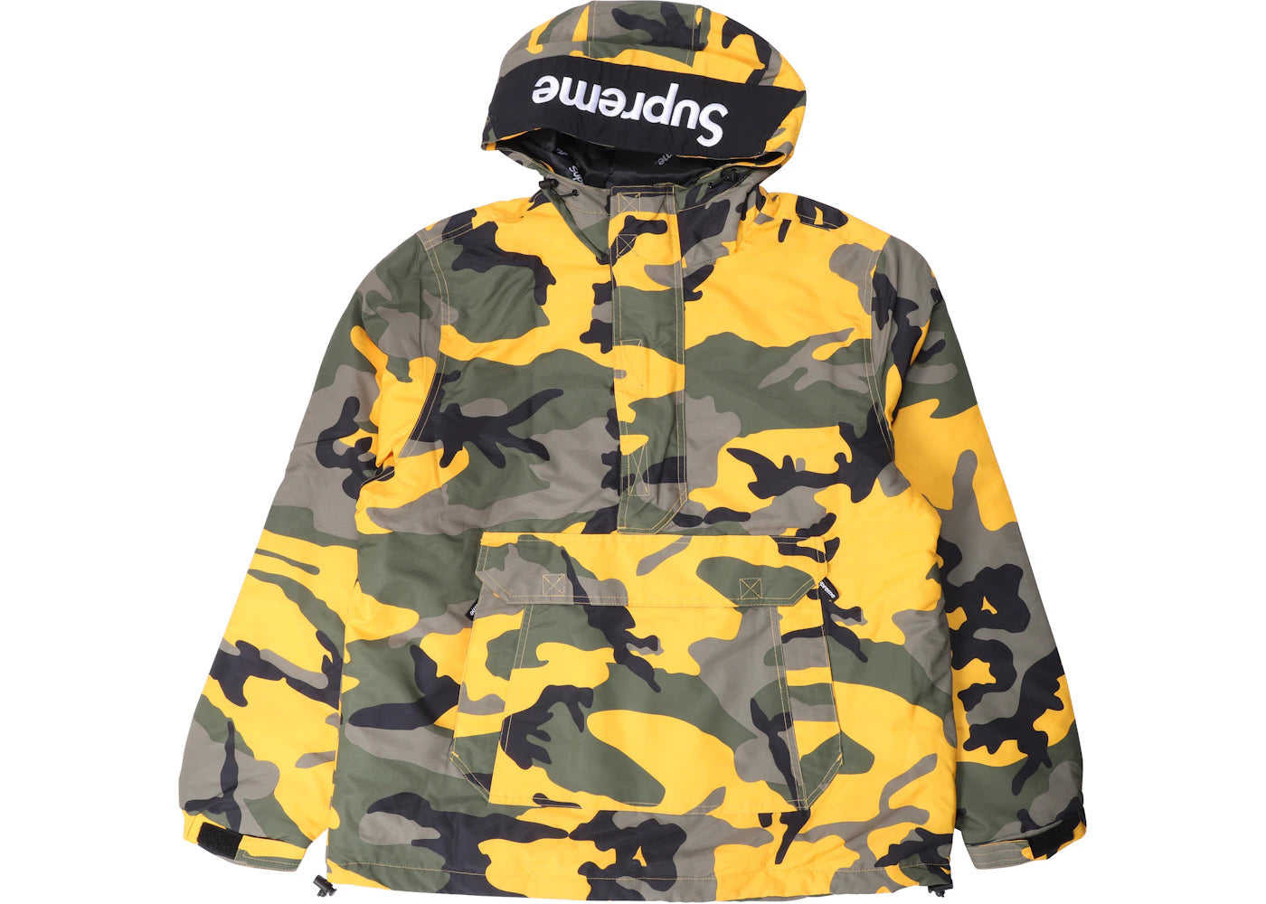 Supreme Hooded Logo Half Zip Pullover Yellow Camo