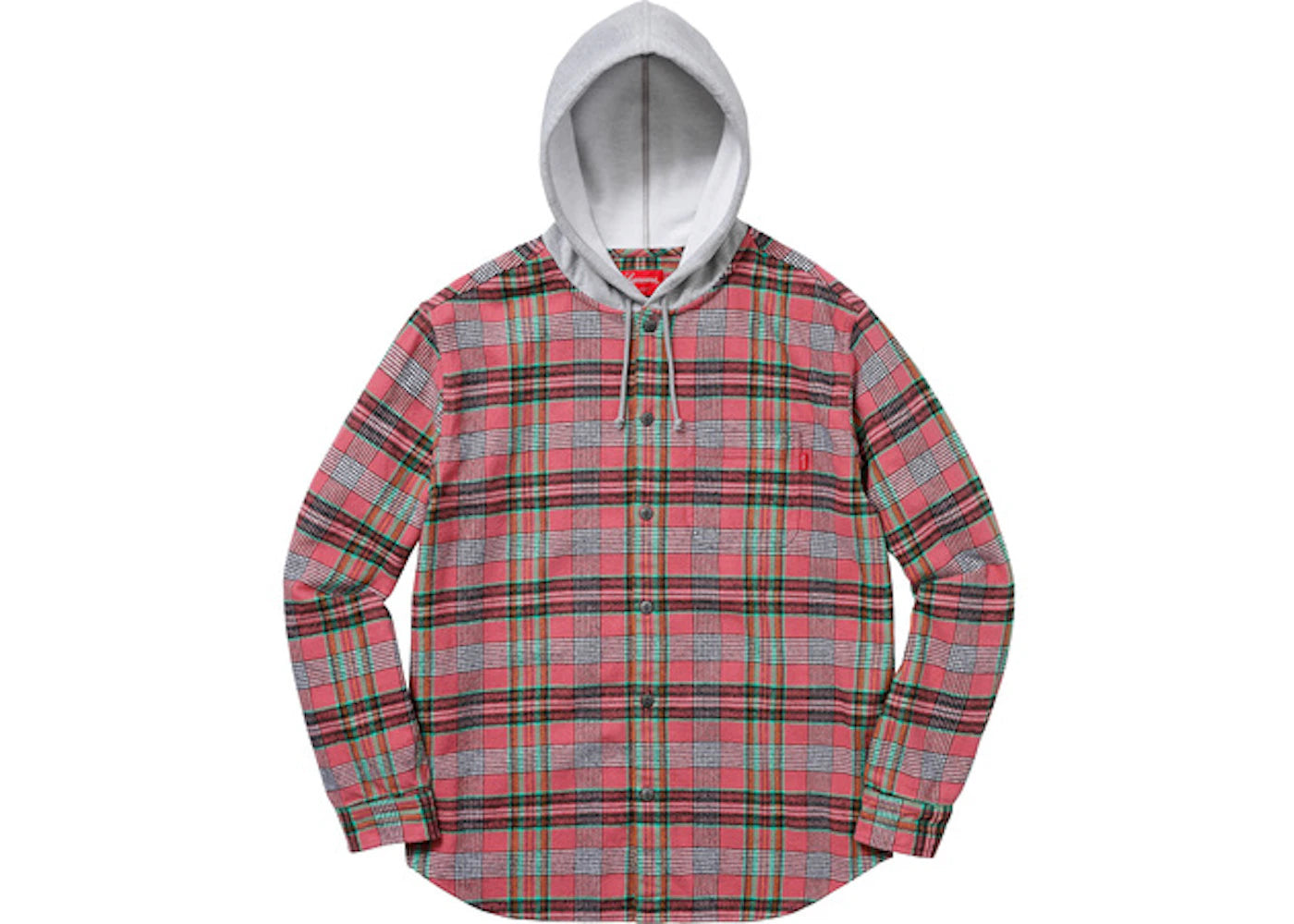 Supreme Hooded Plaid Flannel Shirt Dusty Peach