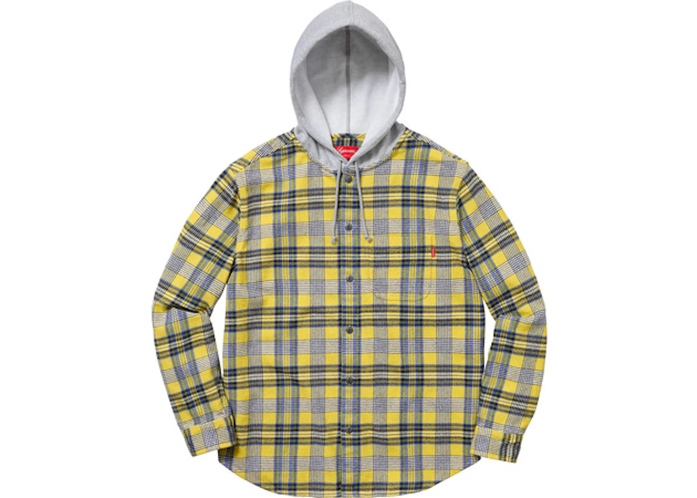 Supreme Hooded Plaid Flannel Shirt Yellow