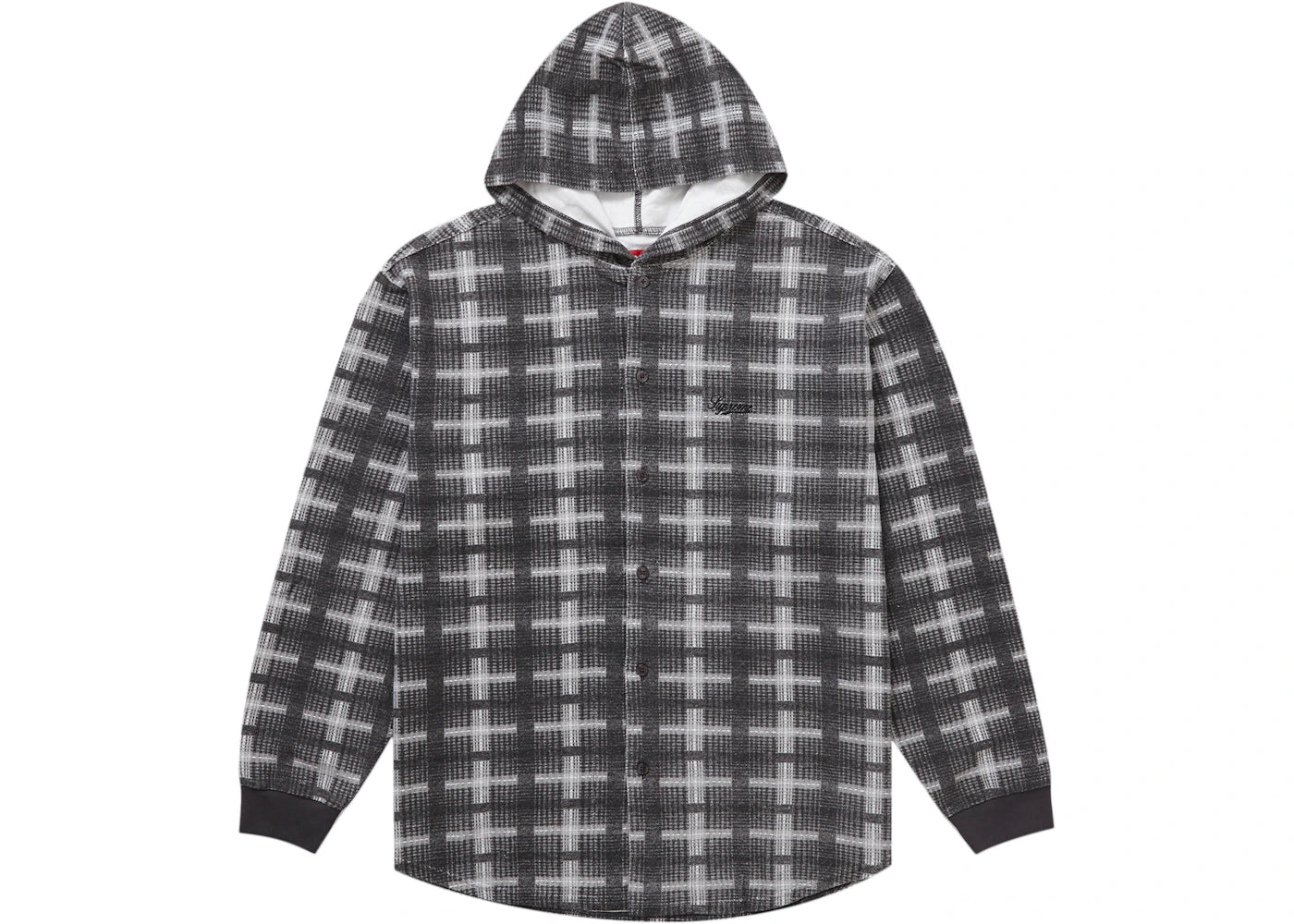 Supreme Hooded Plaid Knit Shirt Black