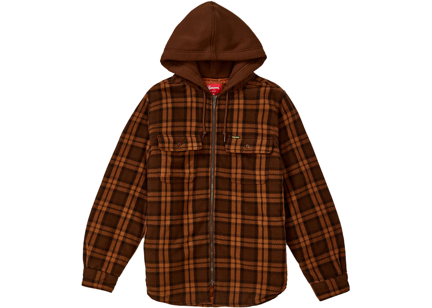 Supreme Hooded Plaid Work Shirt Brown