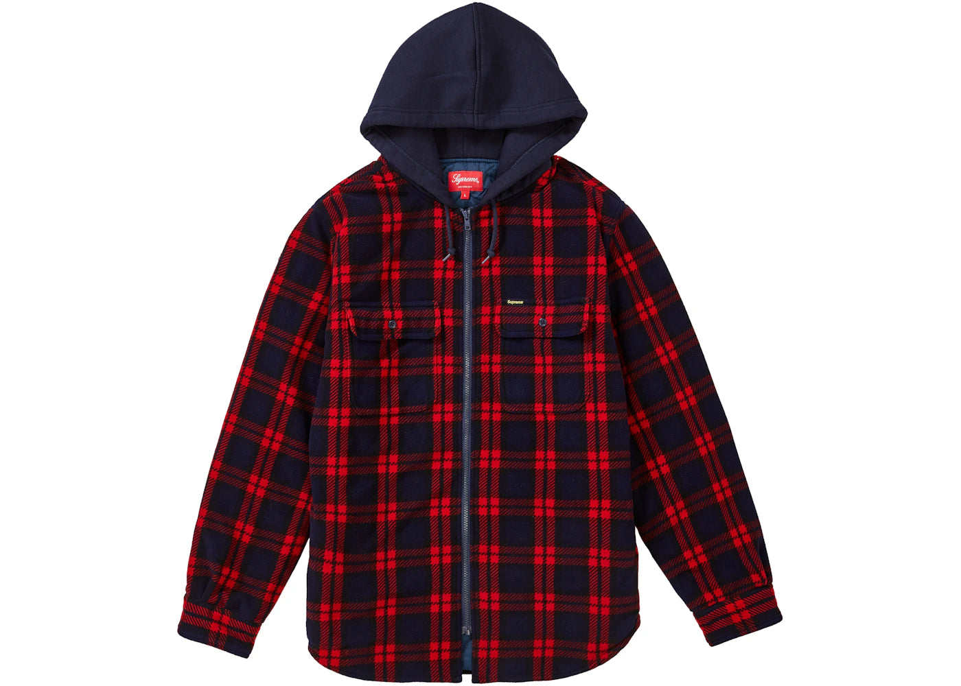 Supreme Hooded Plaid Work Shirt Navy