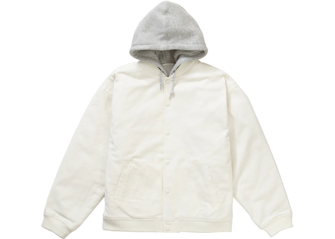 Supreme Hooded Twill Varsity Jacket White