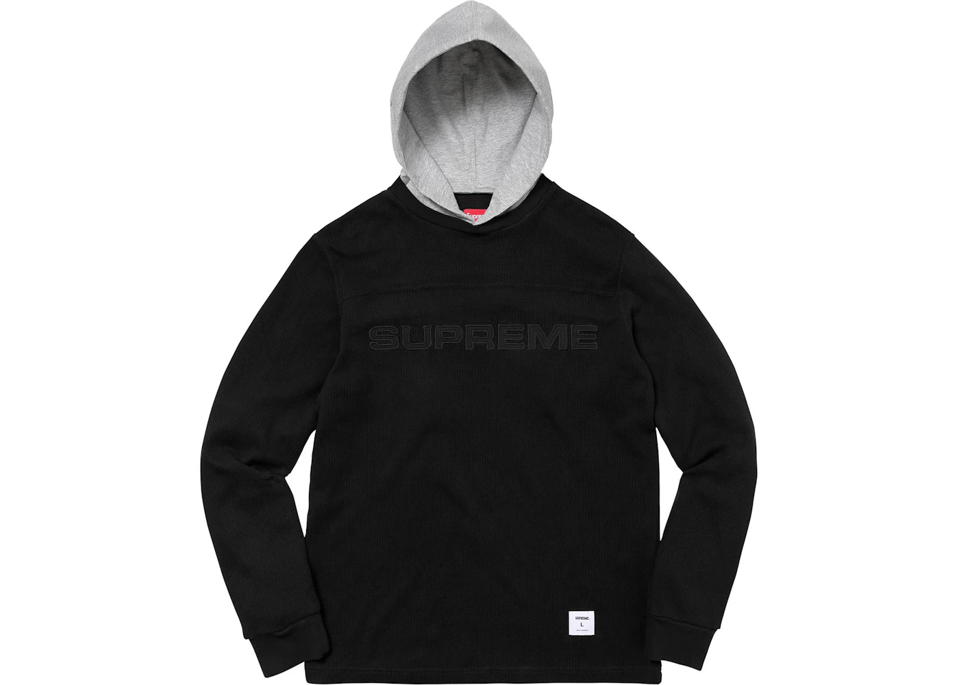 Supreme Hooded Waffle Ringer Black