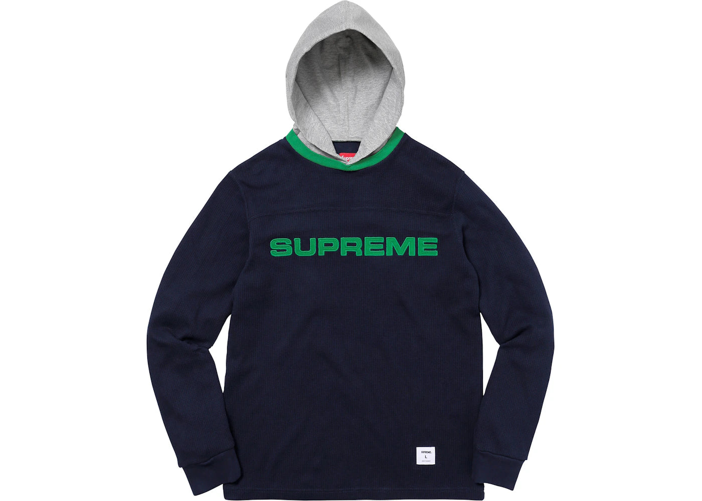 Supreme Hooded Waffle Ringer Navy