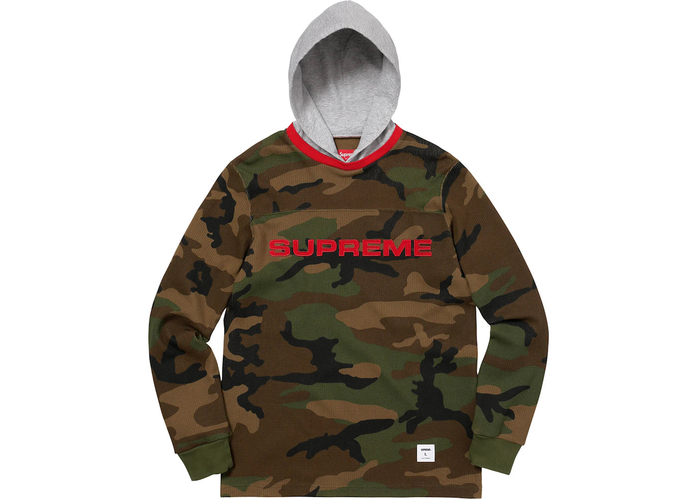 Supreme Hooded Waffle Ringer Woodland Camo