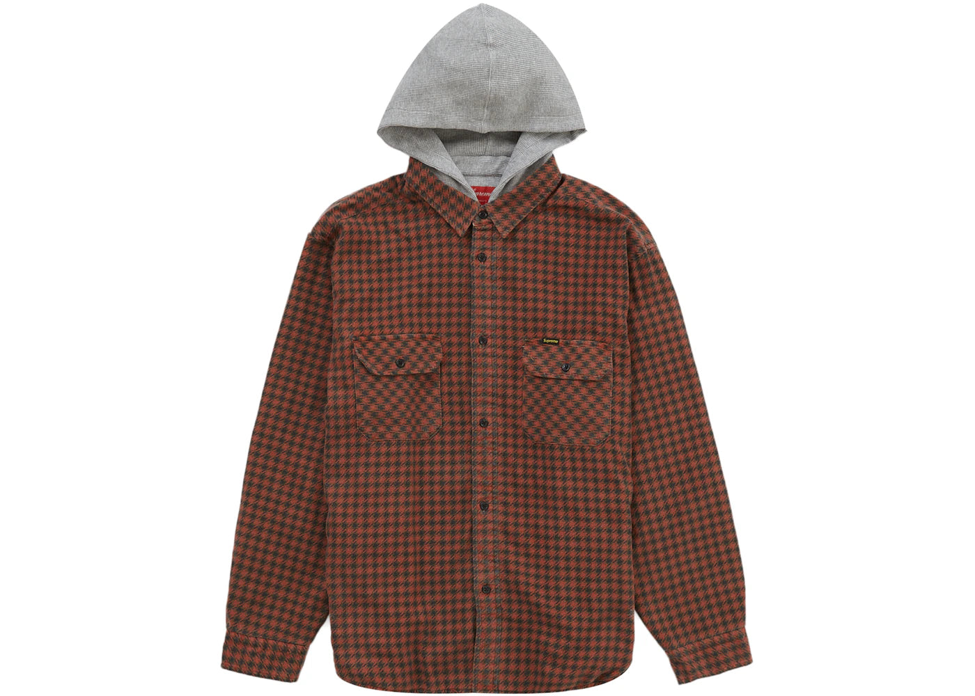 Supreme Houndstooth Flannel Hooded Shirt Red