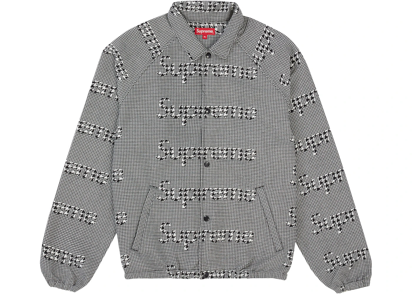 Supreme Houndstooth Logos Snap Front Jacket Black