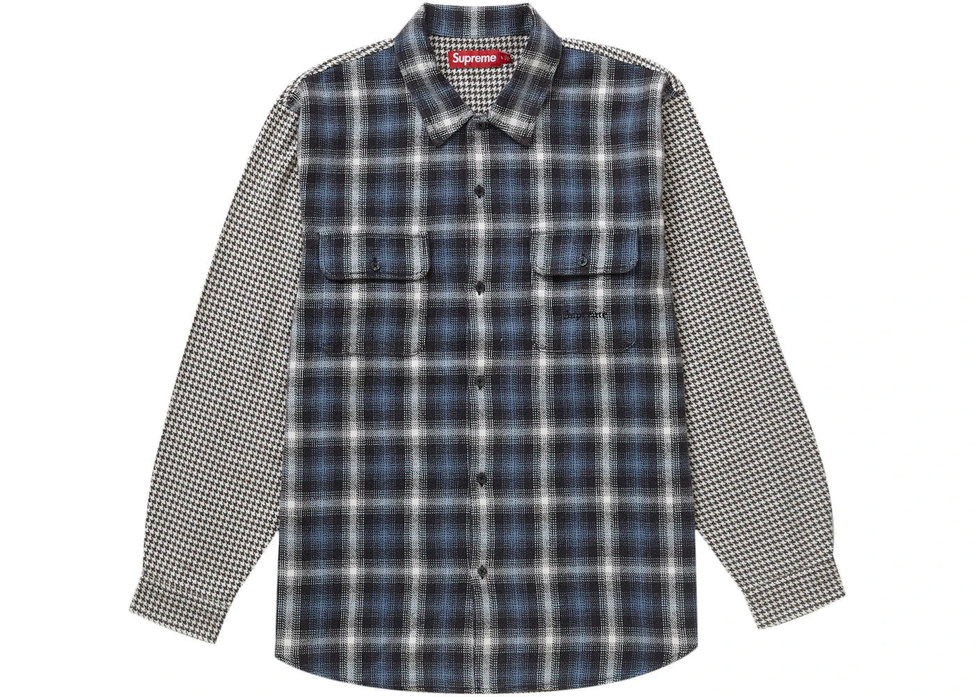 Supreme Houndstooth Plaid Flannel Shirt Navy