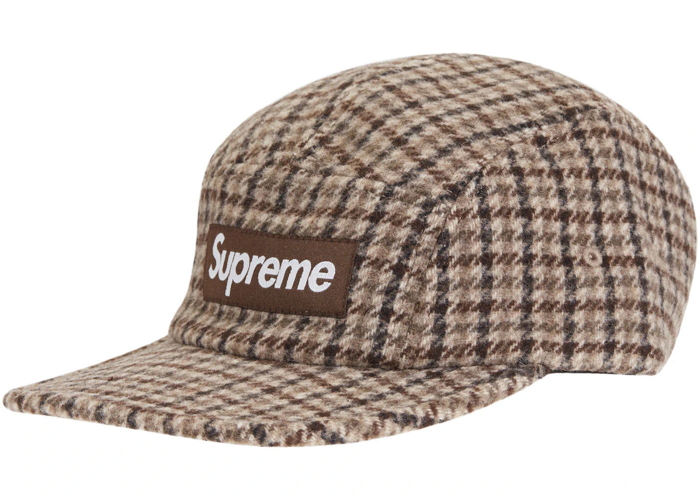 Supreme Houndstooth Wool Camp Cap Tan