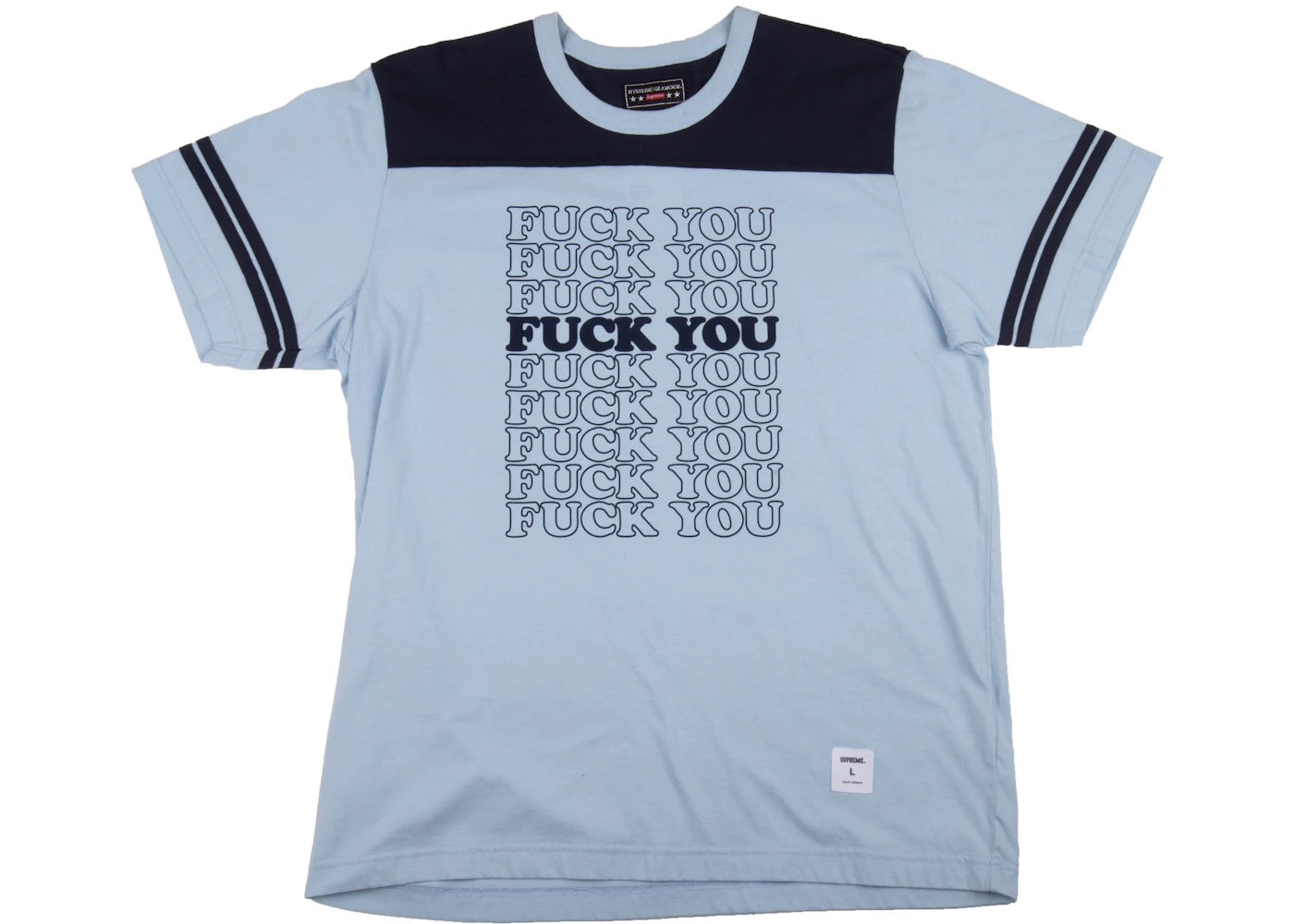 Supreme Hysteric Glamour Fuck You Football Tee Light Blue